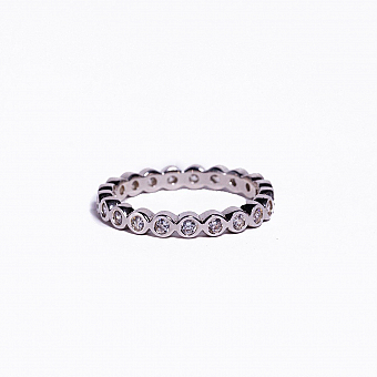 Ring - Crystal - Silver Single Stack