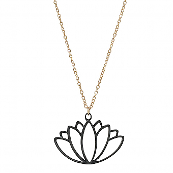 Black and Gold Lotus Necklace