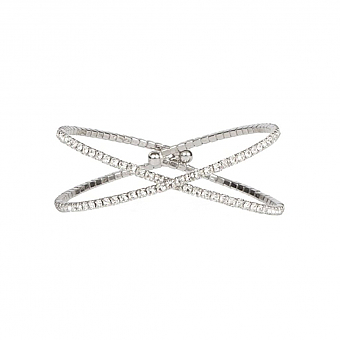 Bracelet - Crystal - X Inlay in silver