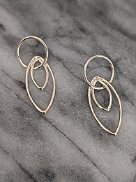 Medium Interlocking Silver Circle Stud and Double Marquise Earrings