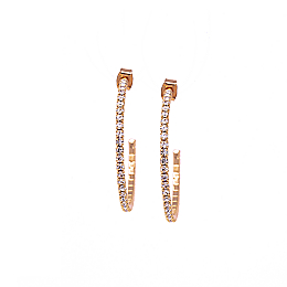 Earrings - Crystal - 1/2 Hoop Rose Gold Medium