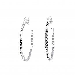 Earrings - Crystal - 1/2 Hoop Silver Large