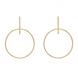 Gold Bar and Circle Earrings