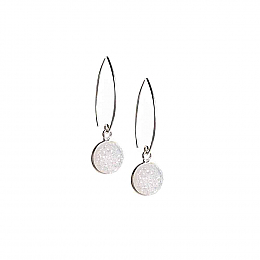 Earrings - Antika - Druzy 1/2 Hoop/Dangle Silver