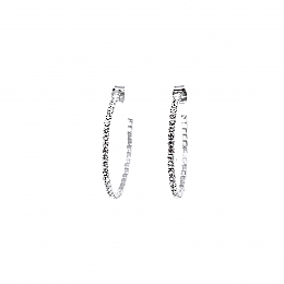 Earrings - Crystal - 1/2 Hoop Silver Medium