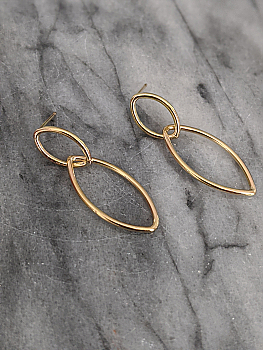 Medium Interlocking Gold Double Marquise Earrings (studs)