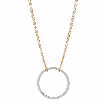 Silver Circle- Gold Chain Necklace