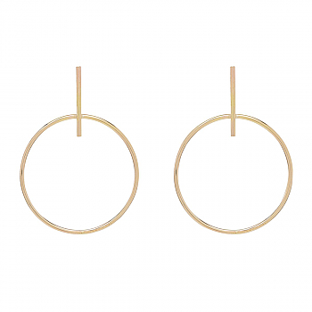 Gold Bar and Circle Earrings